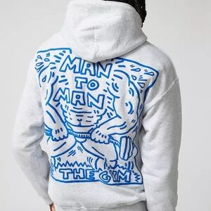 Keith Haring Man To Man Puff Print Hoodie Sweatshirt urban outfitters small